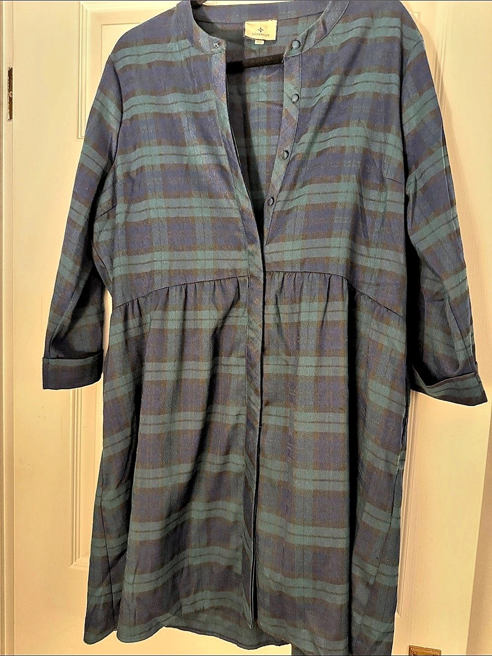 Tuckernuck Plaid Midi Dress in Blue & Green